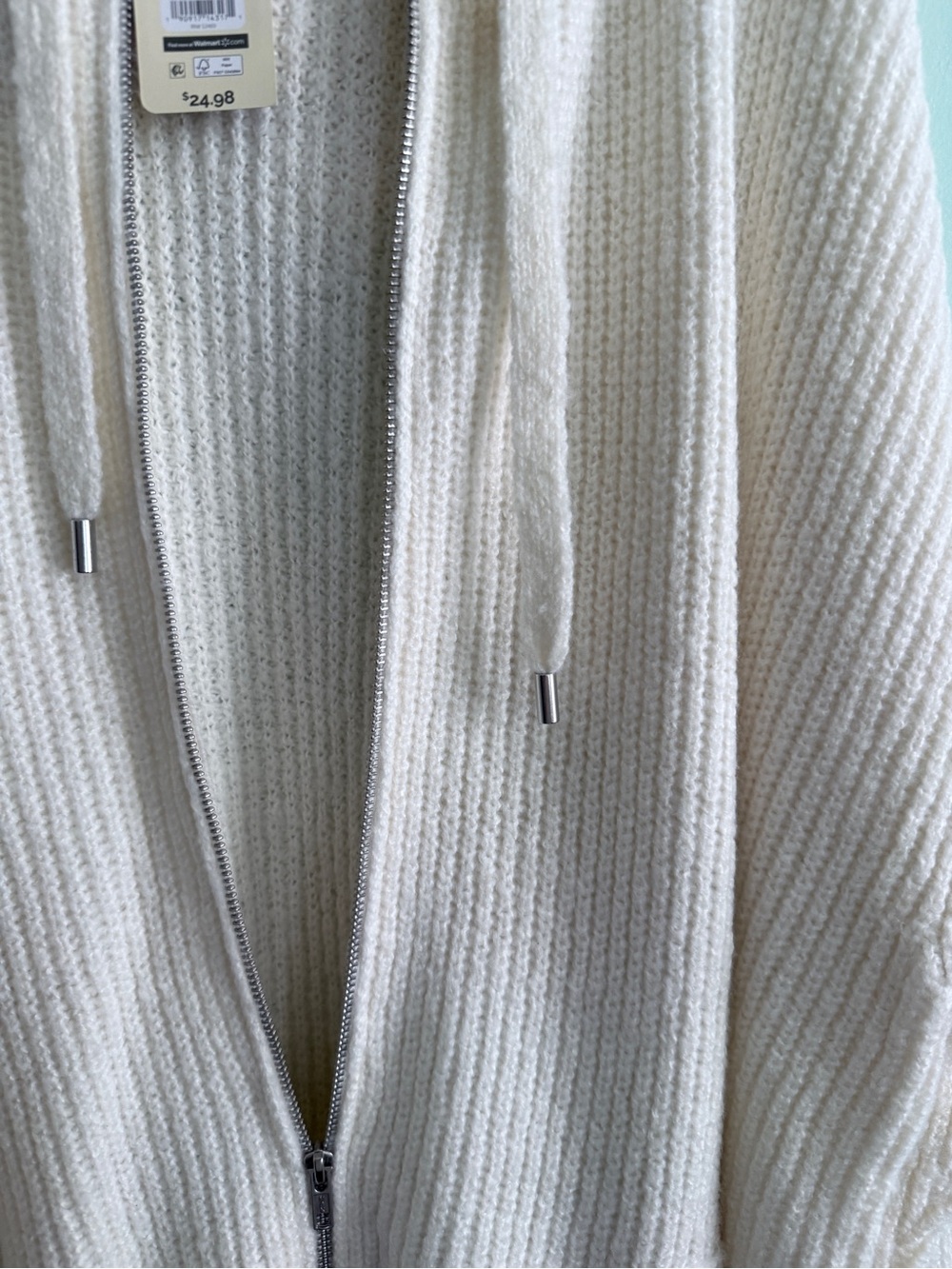 Terra & Sky Cream Hooded Waffle Knit Zip Cardigan - Picture 2 of 3